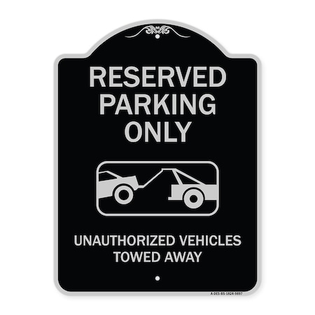 Signmission Designer Series-Resident Parking Unauthorized Vehicles Towed Away With Gr, 24" x 18", BS-1824-9897 A-DES-BS-1824-9897